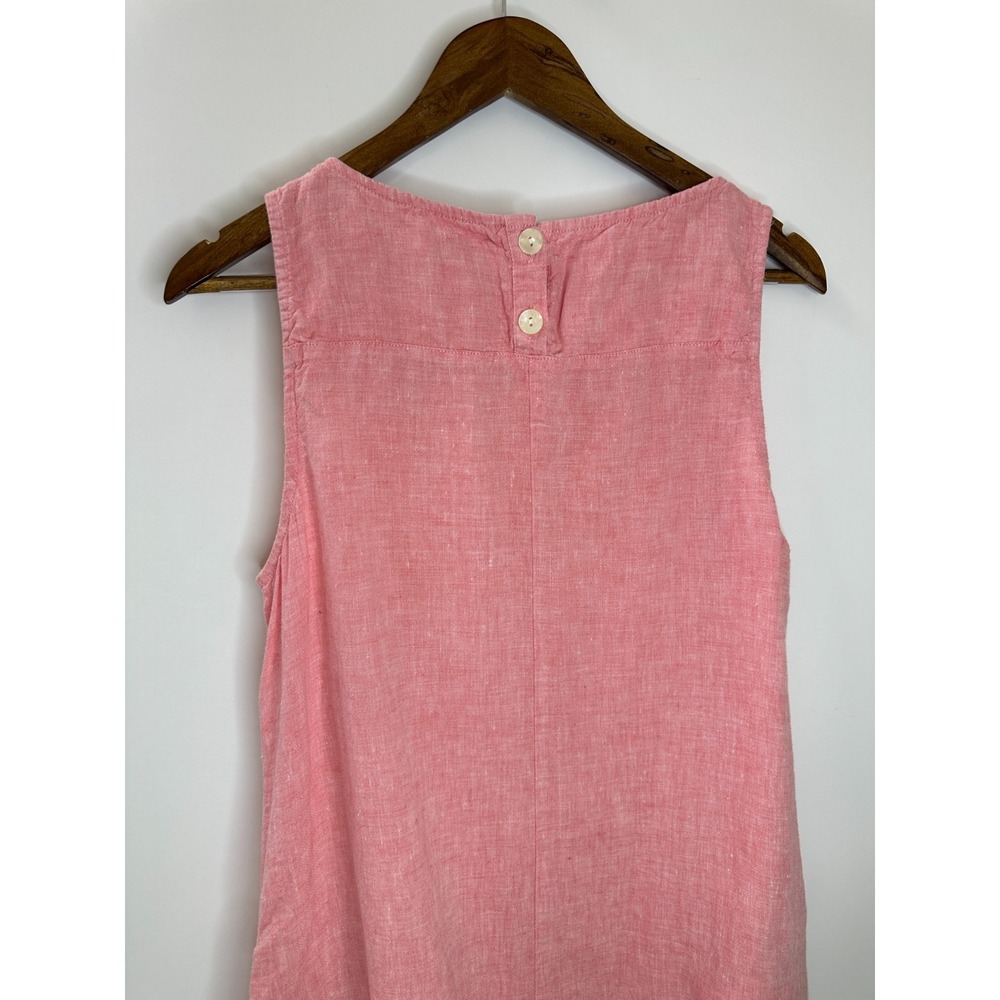 J. Jill Love Linen Shift Dress Pockets Sleeveless Button Bottom Coral Medium - Picture 10 of 11